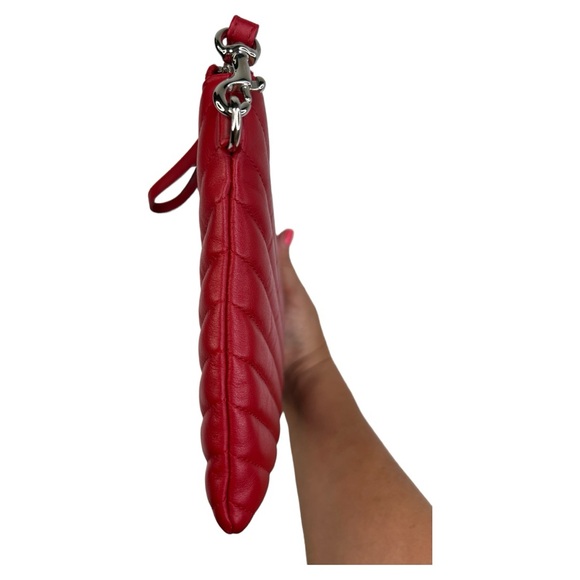 SAINT LAURENT YSL MONOGRAM ROUGE EROS MATELASSE CALFSKIN WRISTLET POUCH/CLUTCH - Picture 8 of 16